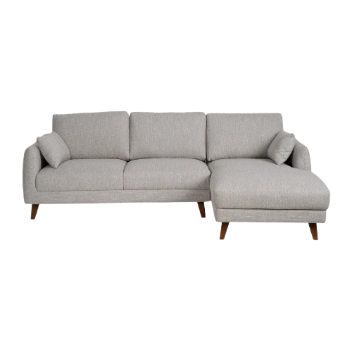 SOFÁ CHAISE LONGUE GRIS TEJIDO-MADERA