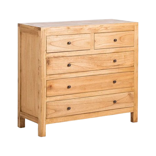 CÓMODA DE MADERA DE MINDI NATURAL – 100 CM