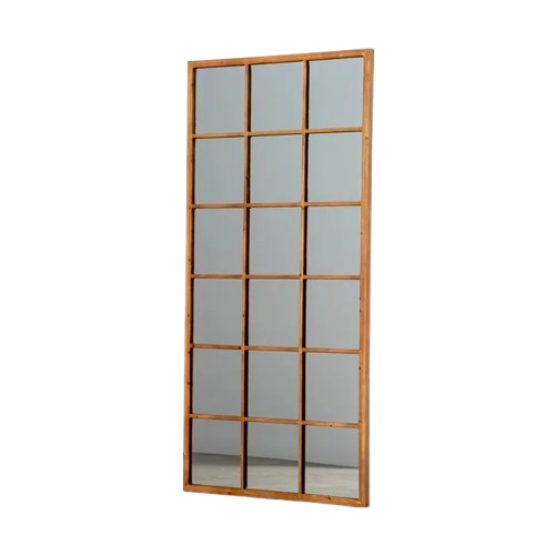Espejo de madera natural con marco de cuarterones – 180 cm