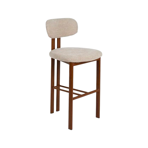 Taburete alto beige en tejido y metal – 75 cm