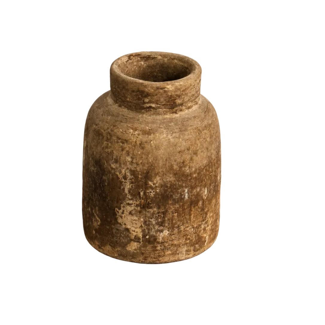 Jarrón Artesanal Envejecido | Vase Decorativo Wabi-Sabi de Terracota | Pieza Única