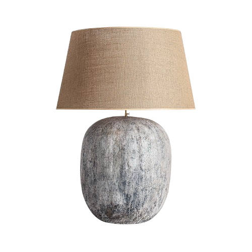 Lámpara de sobremesa de cemento y yute