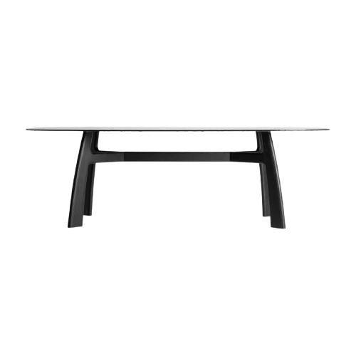 Mesa de comedor de madera y cristal templado