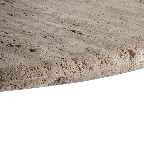 Mesa de comedor en travertino y madera de mango