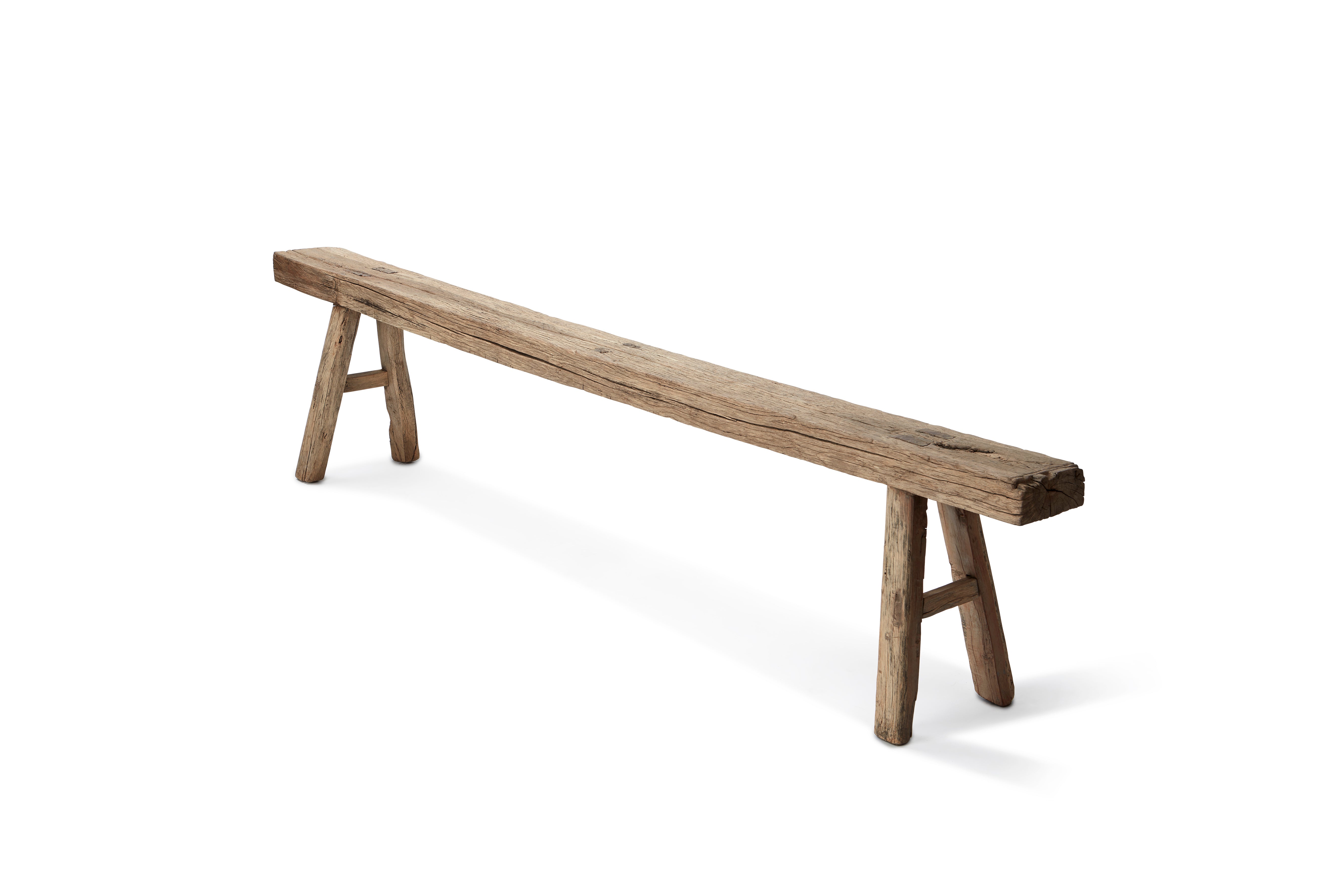 Banco Antiguo de Madera de Olmo Restaurado | Banco Rústico Artesanal