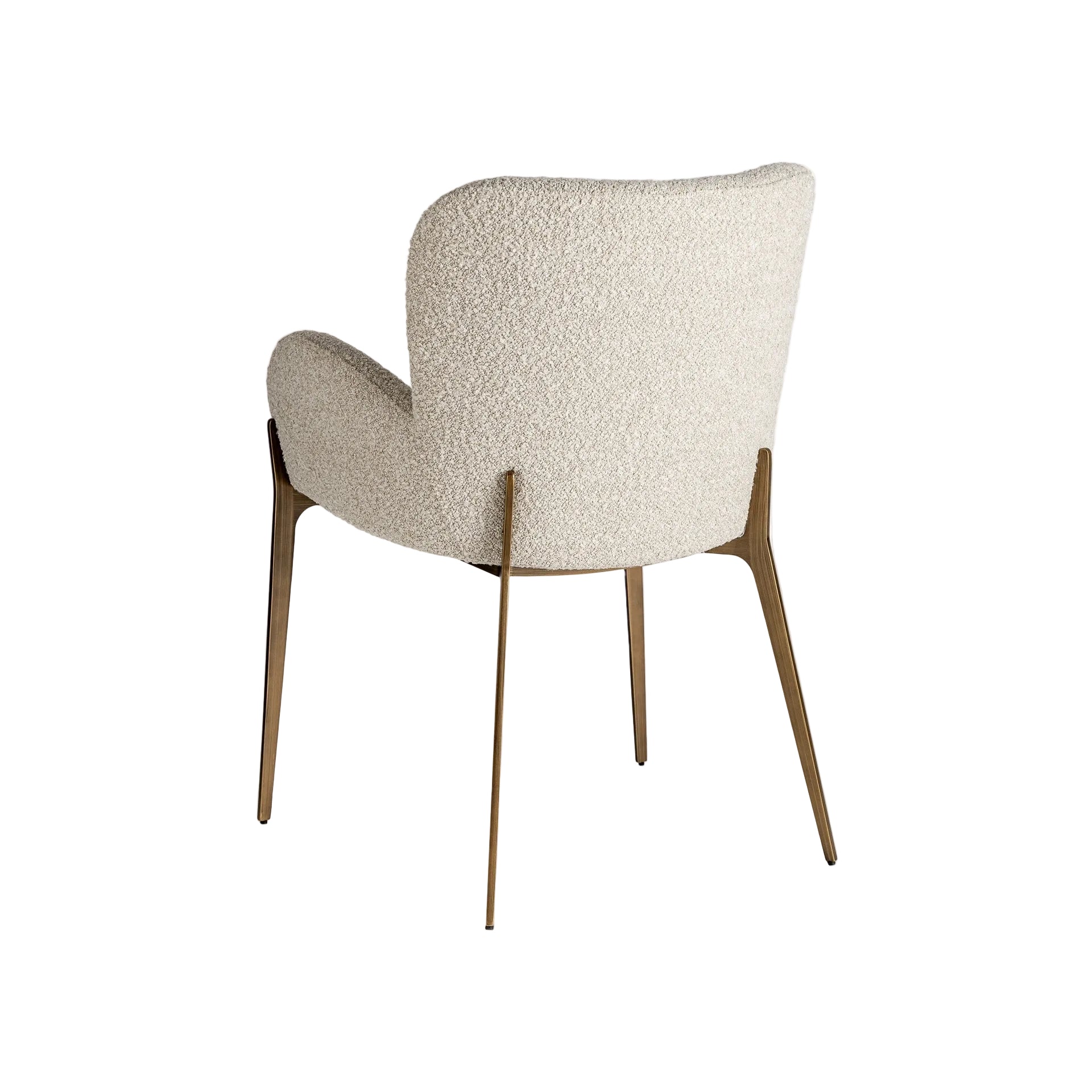 Silla tapizada beige con estructura en bronce desgastado