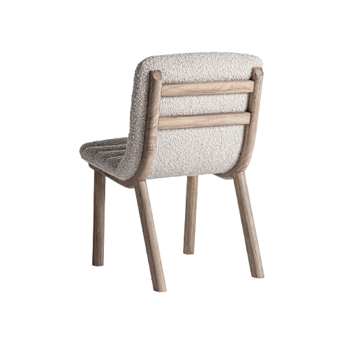 Silla de madera de olmo y tapizado beige