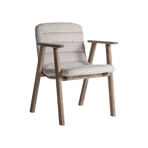Silla de madera de olmo y tapizado beige