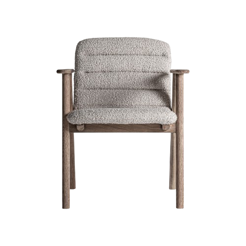 Silla de madera de olmo y tapizado beige